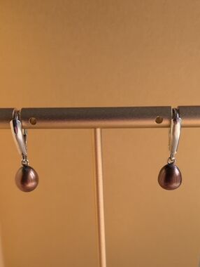 Honora Pearl  Sterling Silver Lever Back Drop Earrings -